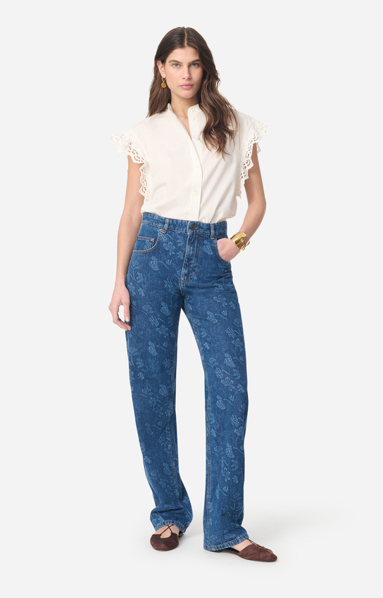 Jeans Vanessa Bruno Occasion - Taille 40 (tour De Taille 40"), Coupe Jambes Larges - Bleu, Très Bon état